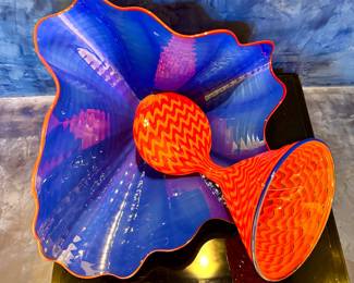 "Lapis Persian Pair" by Dale Chihuly glass sculpture 11"x10"x6 1/2" - Call to Inquire