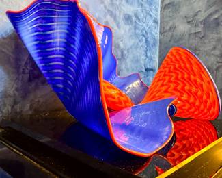 "Lapis Persian Pair" by Dale Chihuly glass sculpture 11"x10"x6 1/2" - Call to Inquire