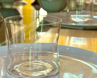 $70 - Set of low-ball glasses. Thin, fancy glass with the perfect grip. (7)