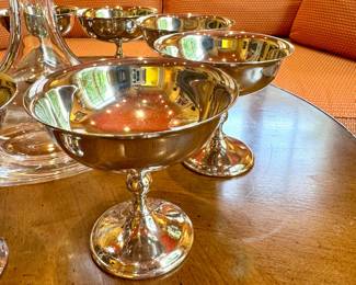 $90 - Set of 9 - Silver plated Ice Cream Goblets