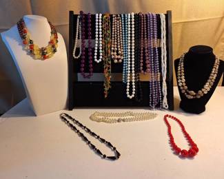Costume Beaded Necklace Collection Display Lot