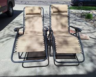 Pair of Outdoor Zero Gravity Reclining Lounge Chairs