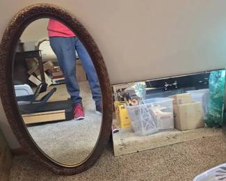 Ornate Oval Mirror  Decorative Beveled Glass Wall Mirror