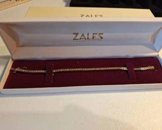 Zales GoldTone Tennis Bracelet with Clear Stones in Original Box