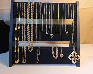 Gold  Silver Tone Necklace and Chain Jewelry Lot with Pendants  Bracelet