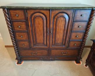 Traditional Wood Accent Buffet with StoneStyle Top