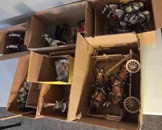 Huge lot of Handcrafted Miniature Horse  Buggy Collection with Wagons  Carriages