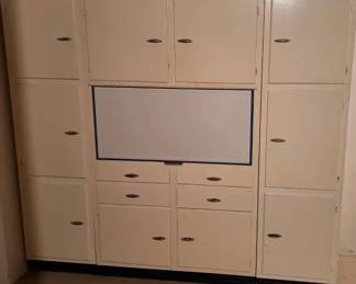 003 Vintage HoosierStyle Kitchen Cabinets with Enamel Work Surface  Canister Sets