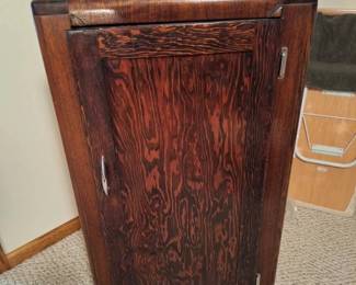 Vintage Tiger Oak Style Cabinet with Curved Top