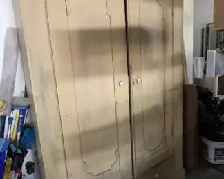 Primitive Painted Pine ArmoireWardrobe Cabinet