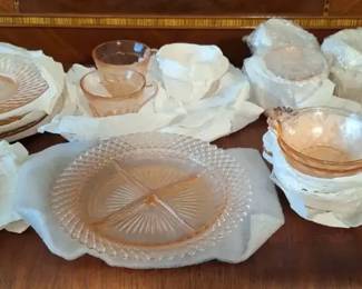 Pink Depression Glass Serving  Tableware Collection