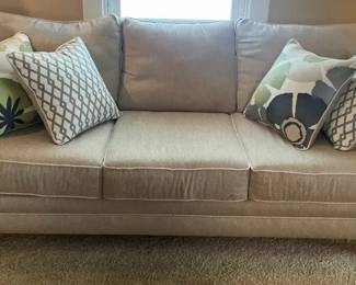 Grey Sofa with Coordinating Throw Pillows