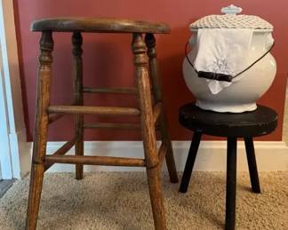 Decorative Stools and Ceramic Pot