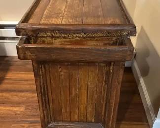 Rustic Wood Side Table with 2 Internal Shelves