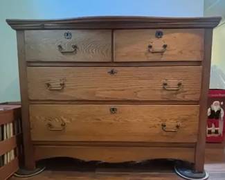 Vintage American Oak Dresser with Natural Finish