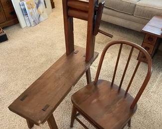 Primitive Wooden StoolBench and Chair