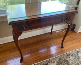 Queen Anne Entry Table with Glass Top