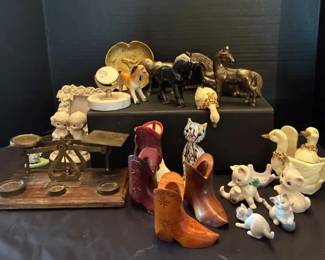 Vintage Scale, Brass Horses, Cats, Precious Moments More