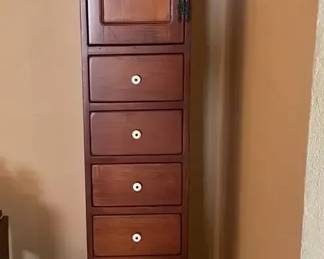 Tall Wooden Cabinet with Drawers