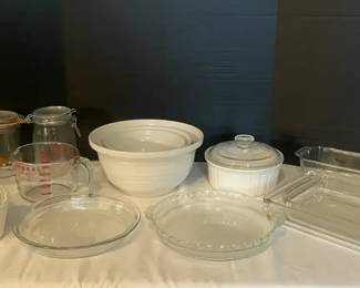 Vintage Corningware Pyrex Cookware, Ceramic Nesting Mixing Bowls, Other Cookware