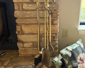 brass fireplace tool set