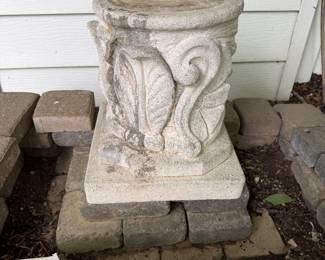 Cement statue with pedestal