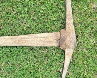 #046 Vintage Pickaxe on Wooden handle 36”l x 21.5”w $30