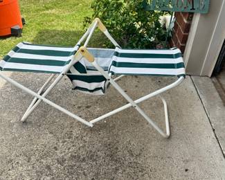 #006		Compact Folding Double Seat w Cooler Storage White/Green Stripe 35”L x 12”D	 $ 18.00 																						