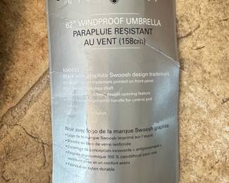 #027		New! Black Nike Golf Umbrella 62” Windproof Rubber Handle NWT Sealed	 $ 30.00 																						