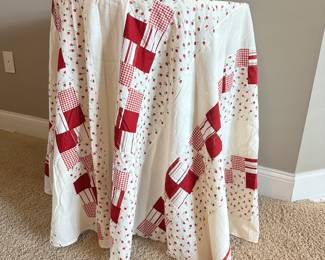#028		Handmade Vintage Patchwork “Quilt” Single Layer Tablecloth 82” Round	 $ 22.00 																						