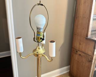 #036		Stiffel-style 4-light brass candelabra floor lamp with torchiere mogul light 52”h	 $ 25.00 																						