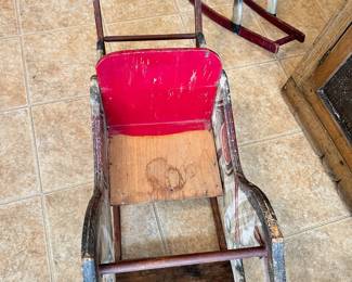 #033		Primitive wooden "shoo-fly" style rocking horse early 20th century 18.5”h x 38.5”l	 $ 350.00 																						