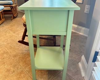 #012		Small Mint Green Painted End Table/Nightstand w 1 Drawers. As Is paint chip on drawer pull 26”h x 12”w	 $ 24.00 																						