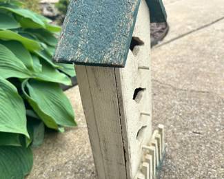#044 White Cottage Style Birdhouse 18"h x 9"w $20