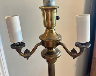 #036		Stiffel-style 4-light brass candelabra floor lamp with torchiere mogul light 52”h	 $ 25.00 																						