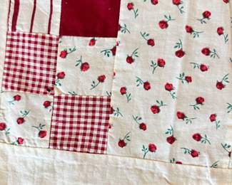 v#028		Handmade Vintage Patchwork “Quilt” Single Layer Tablecloth 82” Round	 $ 22.00 																						