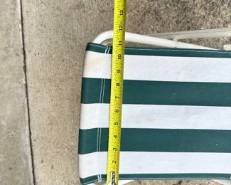 #006		Compact Folding Double Seat w Cooler Storage White/Green Stripe 35”L x 12”D	 $ 18.00 																						