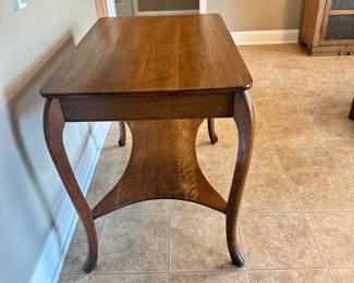 #014		Antique Library Table. Tiger Oak Look. 1 drawer, 1 Lower Shelf Some light scratches on top (shown in picture). Overall amazing condition for such an old piece. 36”w x 23.5”d x 30”t	 $ 180.00 																						