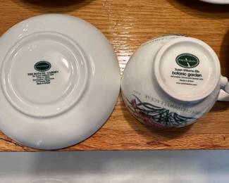 #051 Set of 5 Portmeirion Botanic Garden Flower of the Month Footed Teacups and Saucers $60