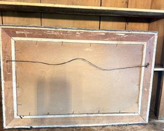 #015		Antique Reverse Painted (on glass) Clare Castle. Mother of Pearl-like inlay. Gorgeous! 29.5”w  x 19.5”t	 $ 85.00 																						