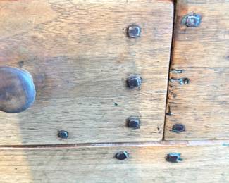 #010		Primitive American Pie Safe w Hutch Punched Aluminum Cabinet Doors . Square Nailheads, Worm Wood Look. 1 Pc Heavy! 42.5Wx 8”Dx 72.5”H	 $ 375.00 																						