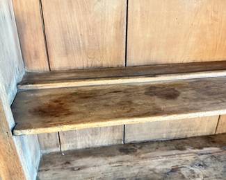 #010		Primitive American Pie Safe w Hutch Punched Aluminum Cabinet Doors . Square Nailheads, Worm Wood Look. 1 Pc Heavy! 42.5Wx 8”Dx 72.5”H	 $ 375.00 																						