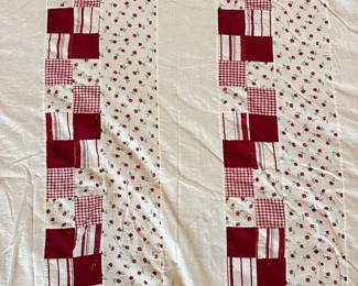 #028		Handmade Vintage Patchwork “Quilt” Single Layer Tablecloth 82” Round	 $ 22.00 																						