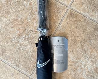 #027		New! Black Nike Golf Umbrella 62” Windproof Rubber Handle NWT Sealed	 $ 30.00 																						