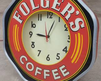 Folger's Coffee Neon Wall Clock