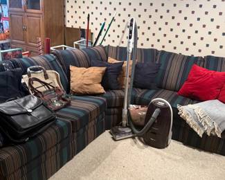 Sectional , pillows, duffel/travel bags