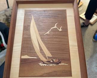 Wood sailboat carved pic