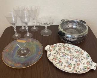 Vtg Fostoria Chintz Glassware, McKee Glassbake Dish  More
