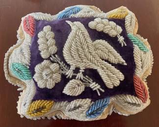 001 Antique Iroquois Raised Beadwork Pincushion