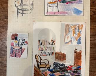 Arie Azene "Unititled (Artist's Bedroom, Interiors and Chairs"